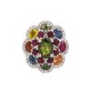 Image 2 : 14KT White Gold 7.21ctw Multi Gemstone and Diamond Ring