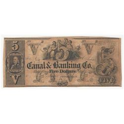 1800s $5 The New Orleans Canal & Banking Co Obsolete Bank Note