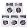 Image 2 : Set of (5) 2012 Lydian Mint .999 Silver 1 Troy Ounce Coins NGC Certified