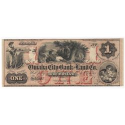 1800s $1 The Omaha City Bank and Land Co. Nebraska Obsolete Note