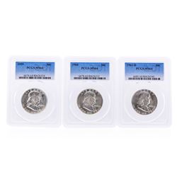 Set of (3) Franklin Half Dollar Coins PCGS MS64