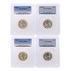 Image 1 : Set of (4) Washington Quarter Silver Coins PCGS Graded MS66