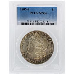 1885-S $1 Morgan Silver Dollar Coin PCGS Graded MS64