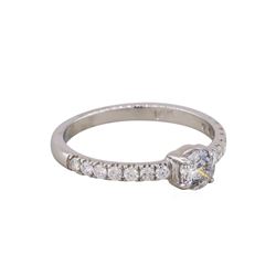 14KT White Gold .56ctw Round Cut Diamond Wedding Ring