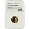 Image 1 : 2001-W $5 Capitol Gold Coin NGC Graded PF69 Ultra Cameo