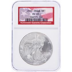 2000 $1 American Silver Eagle Coin NGC Graded MS69