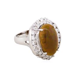 14KT White Gold 3.12ct Opal and Diamond Ring