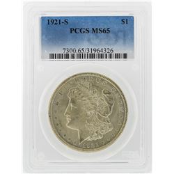 1921-S $1 Morgan Silver Dollar Coin PCGS Graded MS65