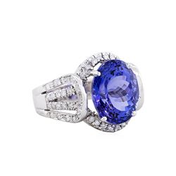 14KT White Gold 8.18ct Tanzanite and Diamond Ring