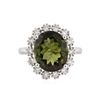 Image 2 : 14KT White Gold 6.15ct Green Tourmaline and Diamond Ring