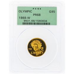 1988-W $5 Olympic Commemorative Gold Coin PCGS PR68