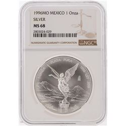 1996MO Mexico 1 Onza Libertad Silver Coin NGC Graded MS68