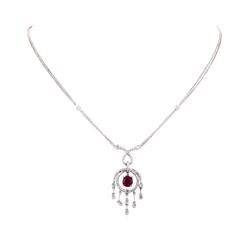 18KT White Gold 1.28ct Ruby and Diamond Necklace