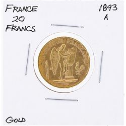 1893A 20 Francs France Gold Coin