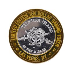 .999 Silver Treasure Island Las Vegas $10 Casino Gaming Token Limited Edition