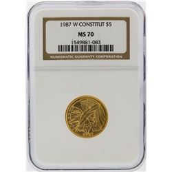 1987-W $5 U.S. Constitution Bicentennial Commemorative Gold Coin NGC MS70