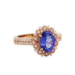 14KT Rose Gold 2.01ct Tanzanite and Diamond Ring