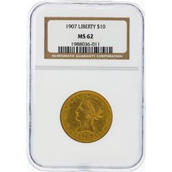 1907 $10 Liberty Head Eagle Gold Coin NGC MS62