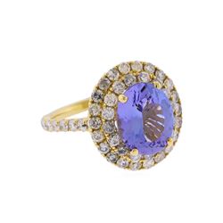 14KT Yellow Gold 3.63ct Tanzanite and Diamond Ring