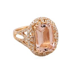 14KT Rose Gold 5.52ct Morganite and Diamond Ring