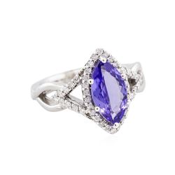 14KT White Gold 1.75ct Tanzanite and Diamond Ring