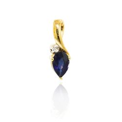 10KT Yellow Gold 0.35ct Sapphire and Diamond Pendant