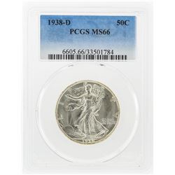 1938-D Liberty Walking Half Dollar Coin PCGS Graded MS66