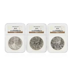 1995-1997 $1 American Silver Eagle Coin Set NGC MS69