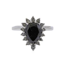 14KT White Gold 3.45ctw Fancy Black and White Diamond Ring