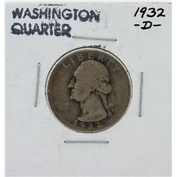 1932-D Washington Quarter Key Date Silver Coin