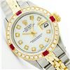 Image 1 : Womens Rolex Two-Tone Mother Of Pearl Ruby Datejust Wristwatch