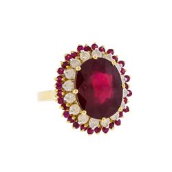 14KT Yellow Gold 10.50ctw Ruby and Diamond Ring