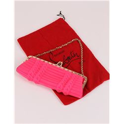 Authentic Christian Louboutin Hot Pink Silk Clutch Bag