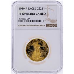 1989-P $25 American Gold Eagle Coin NGC Graded PF69 Ultra Cameo