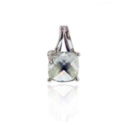 10KT White Gold 5ct Smokey Quartz and Diamond Pendant