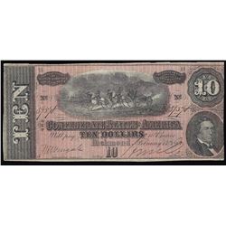 1864 $10 The Confederate States of America Note