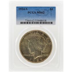 1924-S $1 Peace Silver Dollar PCGS Graded MS62