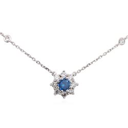 14KT White Gold 1.26ctw Fancy Blue Diamond Necklace