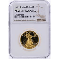 1987-P $25 American Gold Eagle Coin NGC Graded PF69 Ultra Cameo