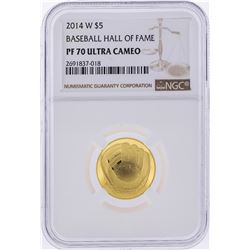 2014-W $5 Baseball Hall of Fame Gold Coin NGC PF70 Ultra Cameo