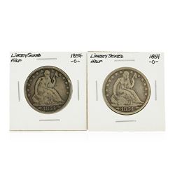 Set of (2) 1854-O Silver Liberty Seated Half Dollar Coins