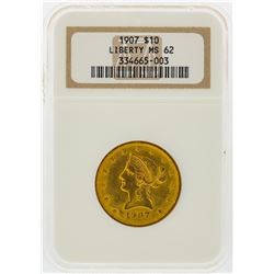 1907 $10 Liberty Head Gold Coin NGC Graded MS62