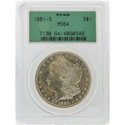 1881-S $1 Morgan Silver Dollar PCGS Graded MS64