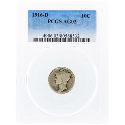 1916-D Mercury Dime Coin PCGS Graded AG03