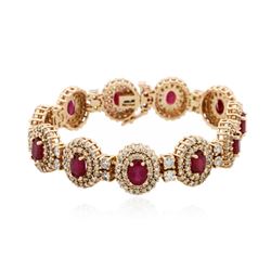 14KT Rose Gold 10.89ctw Ruby and Diamond Bracelet