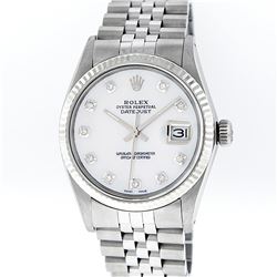 Rolex Stainless Steel MOP Diamond and White Gold Datejust Wristwatch