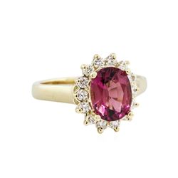 14KT Yellow Gold 1.95ct Pink Tourmaline and Diamond Ring