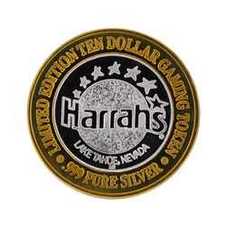 .999 Silver Harrah's Lake Tahoe, Nevada $10 Casino Gaming Token Limited Edition