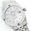 Image 1 : Mens Rolex Stainless Steel Diamond and Emerald Datejust Wristwatch