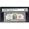 Image 1 : 1963 $2 Legal Tender Note PMG Graded 66EPQ Gem Uncirculated